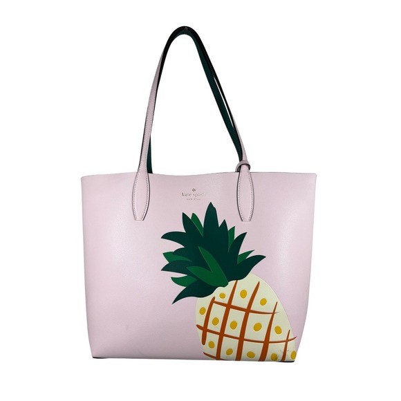 Kate Spade New York Reversible Pineapple Tote Bag, Light Pink/Green, Large Tote - Picture 2 of 11